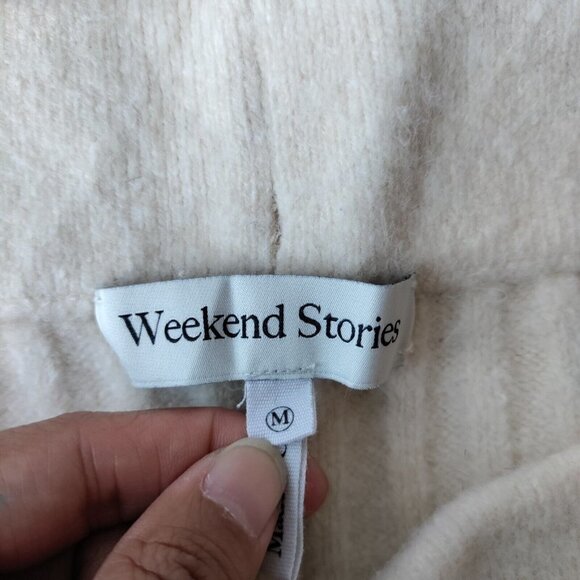 Weekend Stories Revolve Ribbed High-Rise Cozy Knitted Tapered Pants Medium Women - Picture 11 of 13